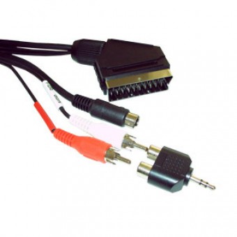 Cablu scart tata  la SVHS 4 pini tata si 2RCA tata 5metri, cu adaptor jack 3.5mm, E7604B