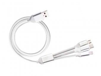 Cablu alimentare telefon 3 in 1, USB C, micro USB, Iphone, alb, MD90207A