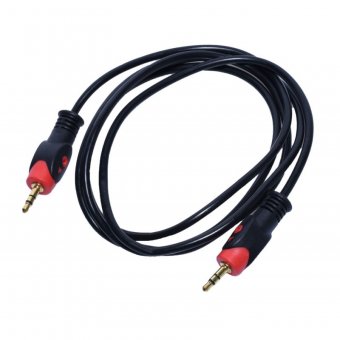 Cablu jack 3,5mm stereo tata tata 1,5 metri rosu/negru,HQ, MD90080HQ