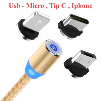 Cablu magnetic 3 in 1, micro USB, mufa Iphone 8 pini., mufa USB C, MD10014