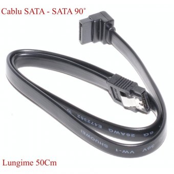 Cablu SATA SATA mufa la 90 grade 0.5m negru  MD3792