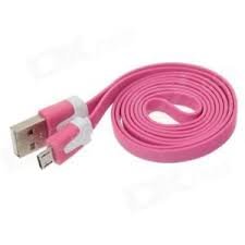 Cablu USB tata micro USB tata plat  0,8m, roz, MD10007