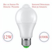 Bec led alb rece 6500K , 12W, dulie E27, cu senzor de miscare, MD80637