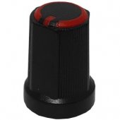 Buton plastic potentiometru negru/rosu 14x17mm, M57510