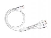 Cablu alimentare telefon 3 in 1, USB C, micro USB, Iphone, alb, MD90207A