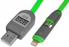 Cablu alimentare 2 in 1 USB micro USB si mufa Iphone 5/6 cu indicator de tensiune/curent M78663