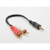 Cablu jack 3,5mm stereo tata 2RCA tata 15cm, conectori auriti, MD90056