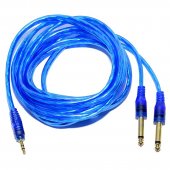 Cablu jack 3,5mm stereo tata 2x6,3mm mono tata, siliconat, 3 metri, MD90187