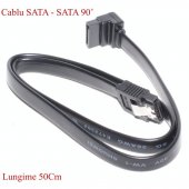 Cablu SATA SATA mufa la 90 grade 0.5m negru  MD3792