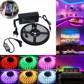 Kit banda led SMD 5050 RGB 5 metri IP65 12V, cu alimentator si bluetooth, MD80539