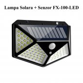 Lampa de perete cu 100 de leduri, senzor de lumina si prezenta si incarcare solara  XY-100
