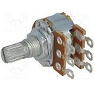 Potentiometru rotativ stereo 5K  Ohm, liniar, cu ochiuri,  PR-2-1M