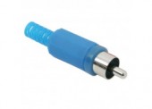 Mufa RCA tata pe cablu, plastic,  albastru, MD90477