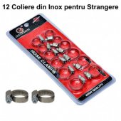 Set 12 coliere inox cu strangere, pentru furtun, MD90300